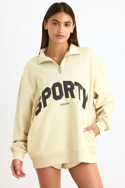 Quarter-Zip Sweatshirt in Bone