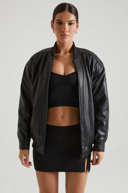 Faux Leather Jacket in Black