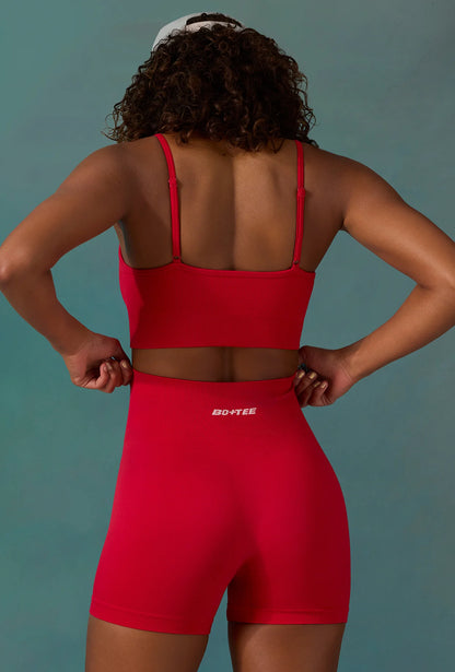 Super Sculpt Seamless Mini Shorts in Tango Red