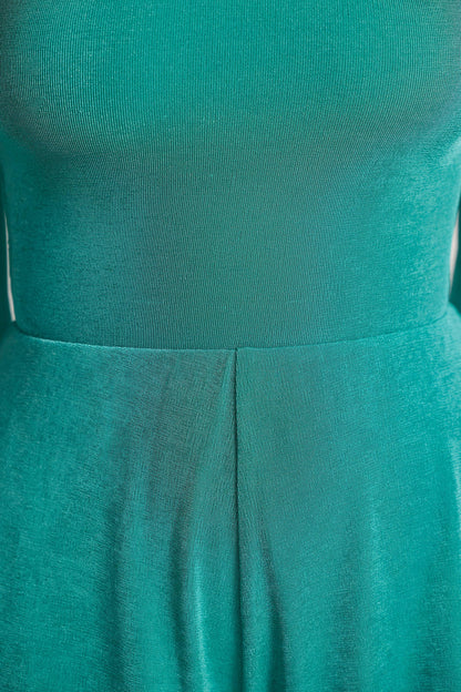 Textured Jersey Asymmetric Cut Out Back Playsuit in Teal