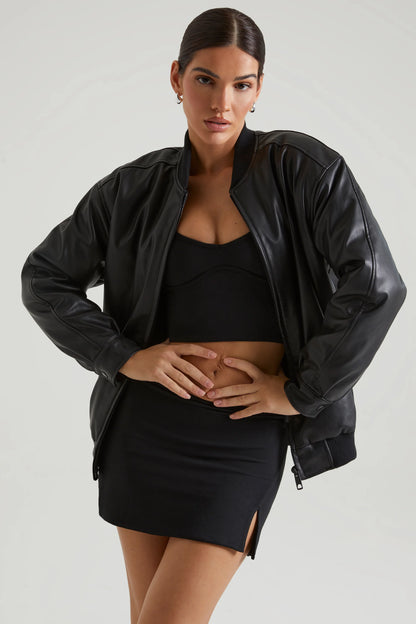 Faux Leather Jacket in Black