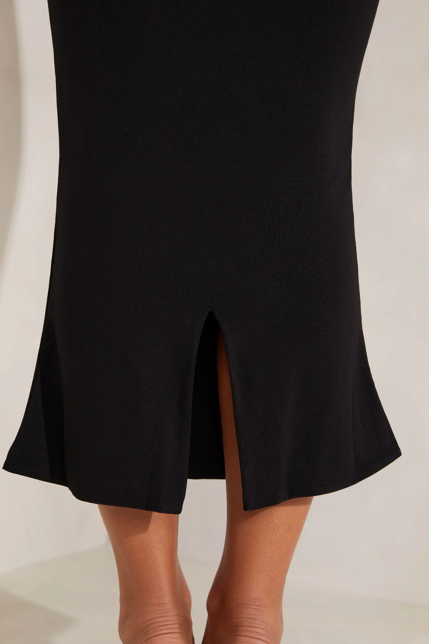 Square Neck Midi Dress in Black