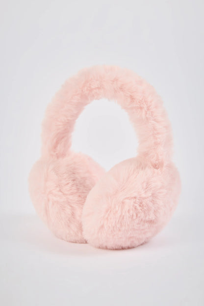 Faux-Fur Earmuffs in Pastel Pink