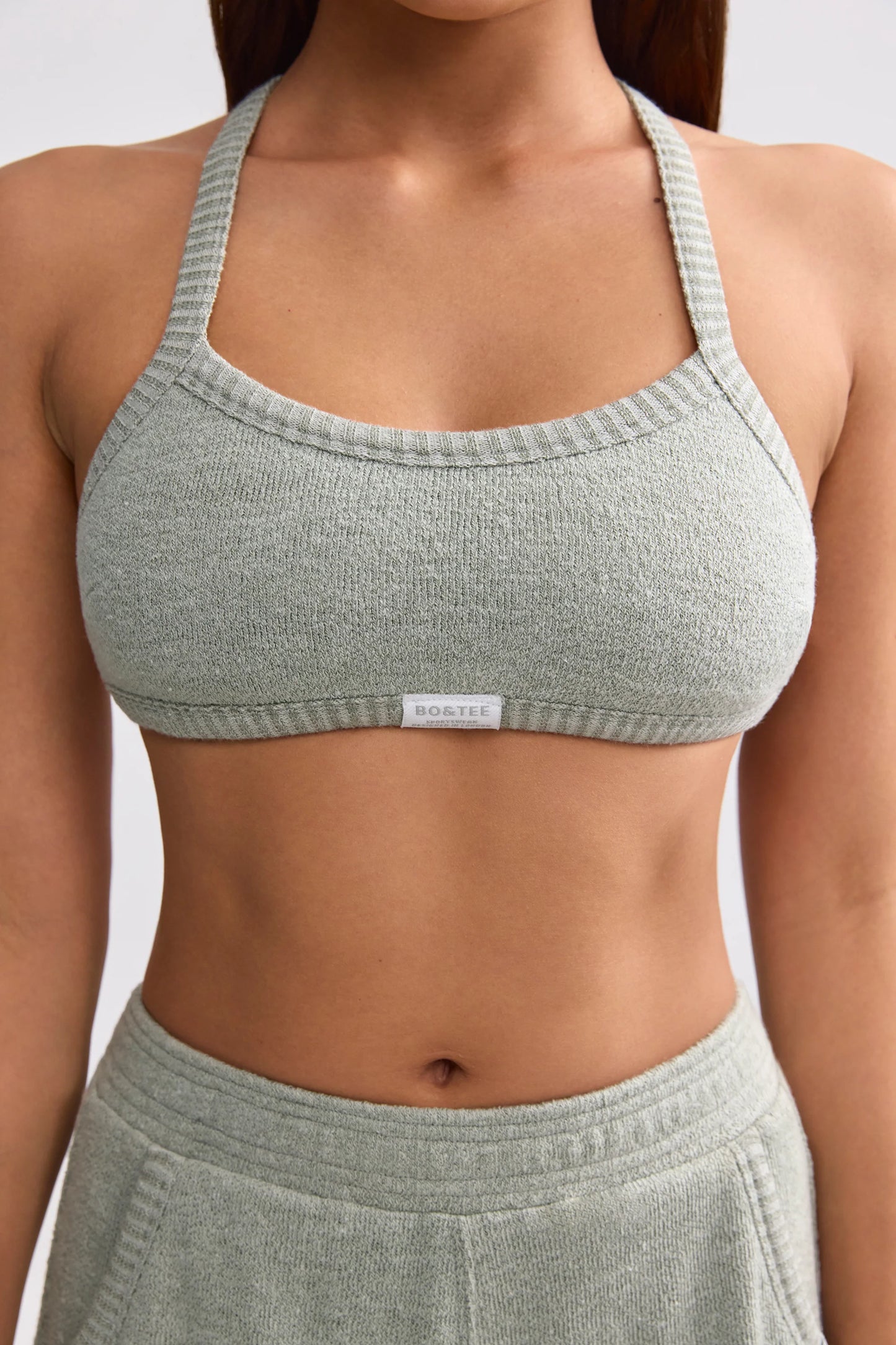 Terry Towelling Scoop-Neck Bralette in Sage Grey