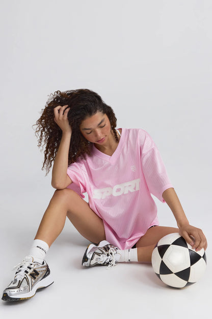 Oversized Piqué T-Shirt in Baby Pink