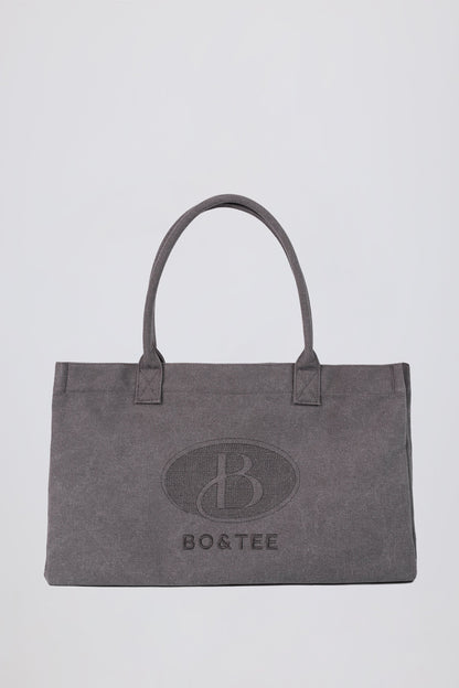 Oversized Canvas Tote Bag in Washed Charcoal