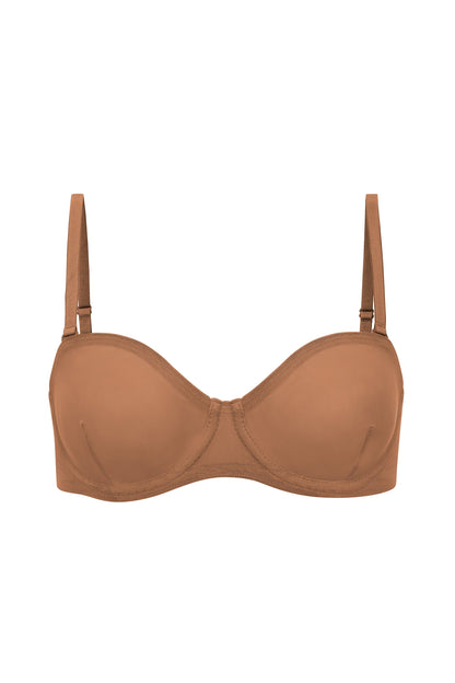 Soft Mesh Strapless Bra in Honey