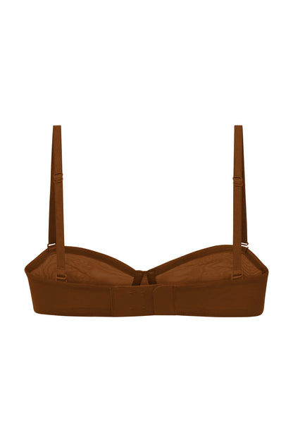 Soft Mesh Strapless Bra in Chestnut