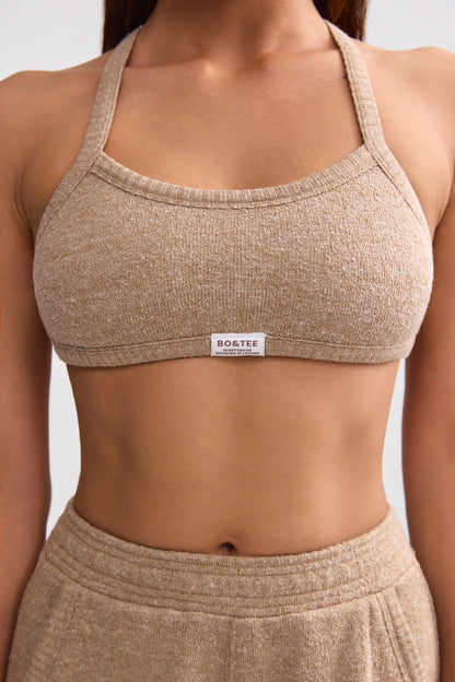 Terry Towelling Scoop-Neck Bralette in Mocha Brown