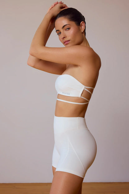 Cross-Back Bandeau Bra in Soft White