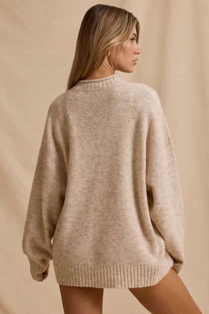 Oversized Knit Jumper in Cream Marl