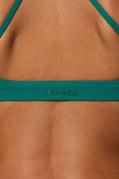 Multiway Twist Front Sports Bra in Teal Green