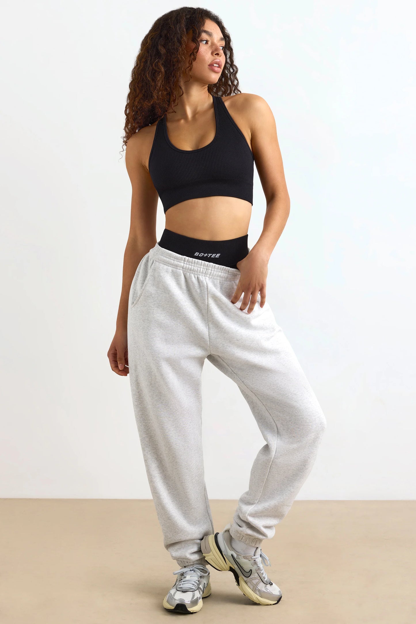 Petite Mid-Rise Joggers in Heather Grey