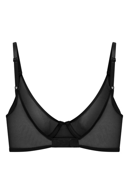 Soft Mesh Single Layer Underwired Bra in Black