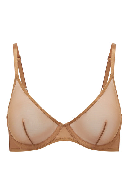 Soft Mesh Single Layer Underwired Bra in Almond