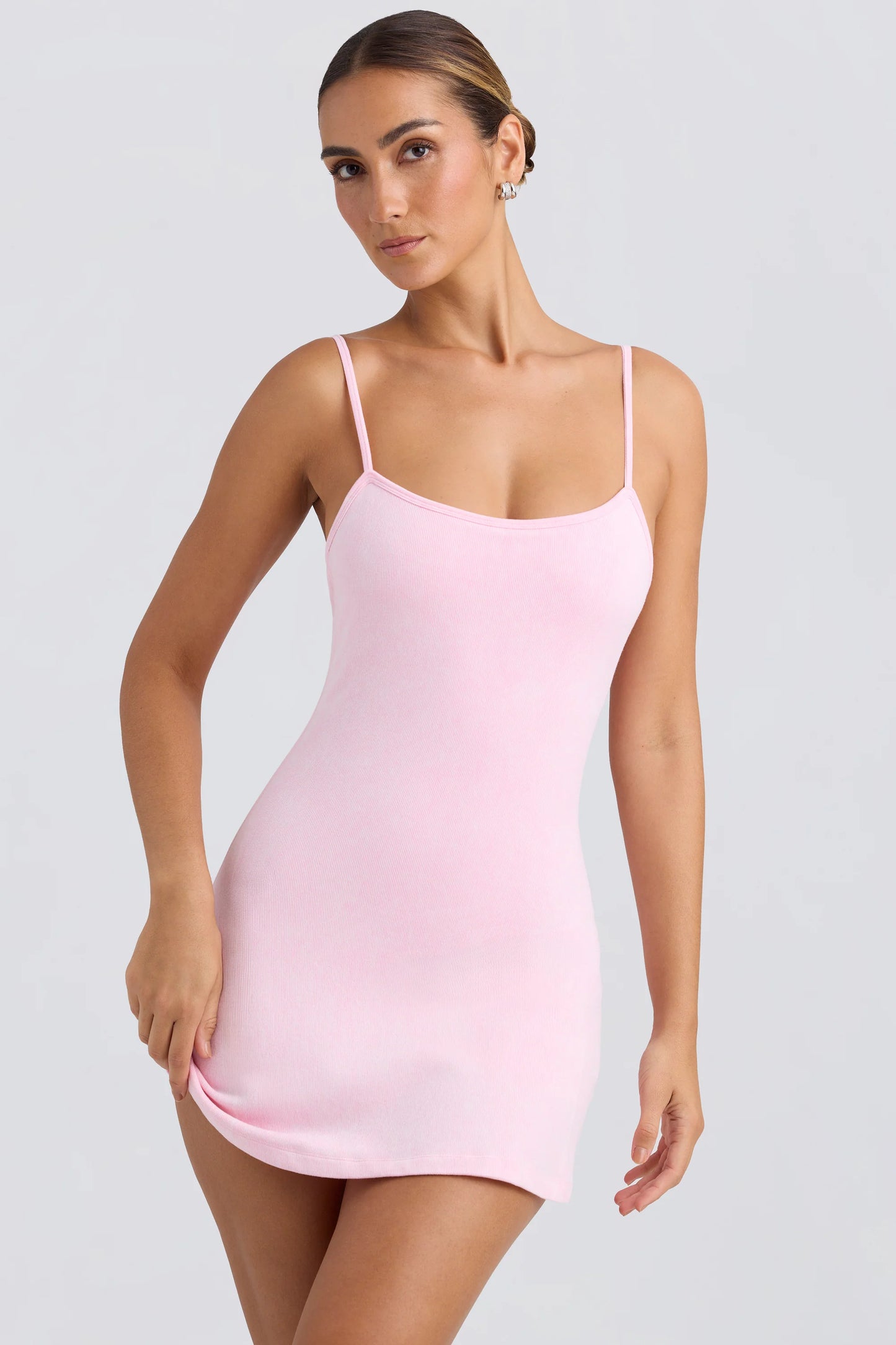 Seamless Rib A-Line Active Mini Dress in Washed Ice Pink