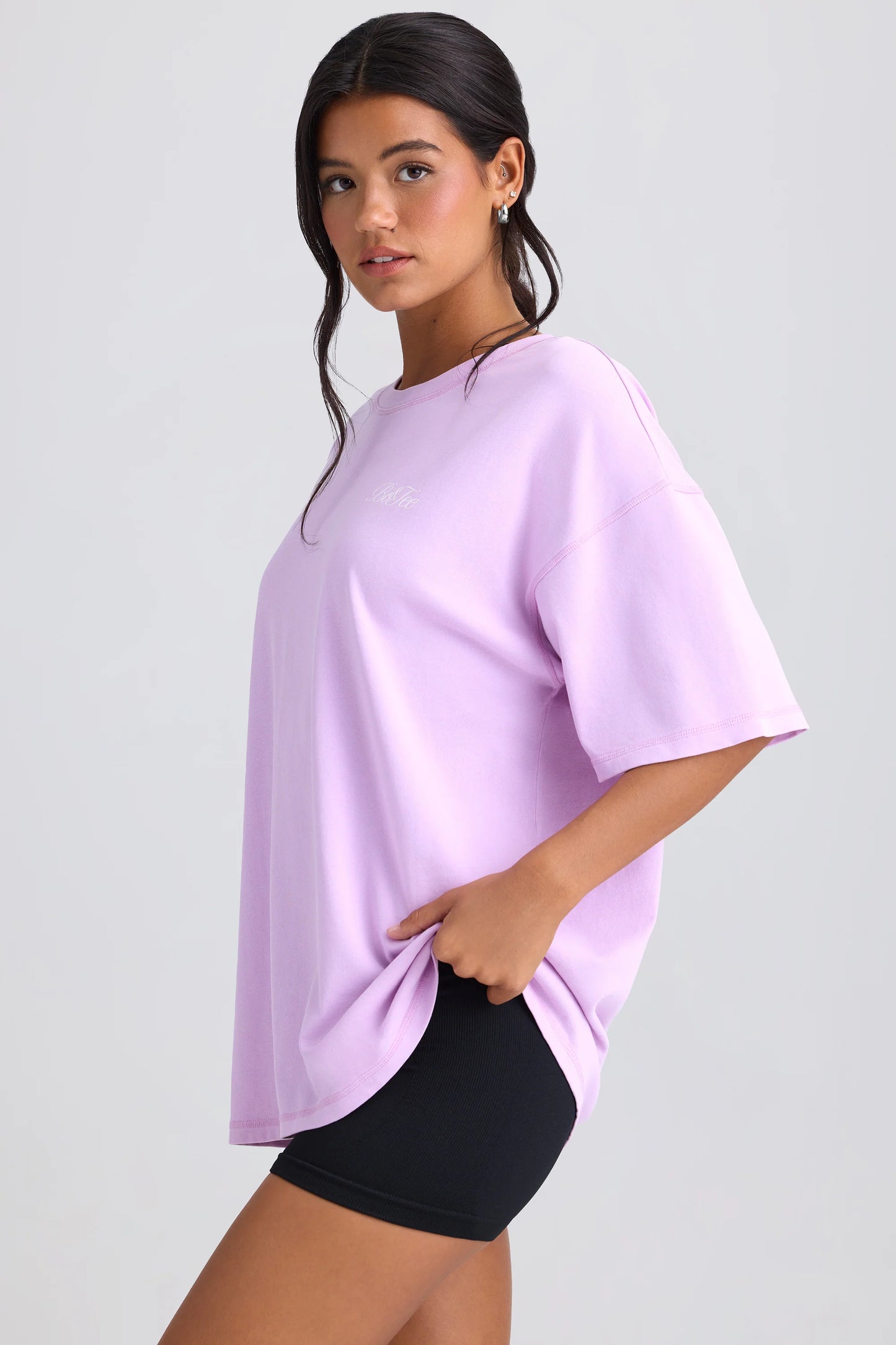 Oversized Short-Sleeve T-Shirt in Violet Pink