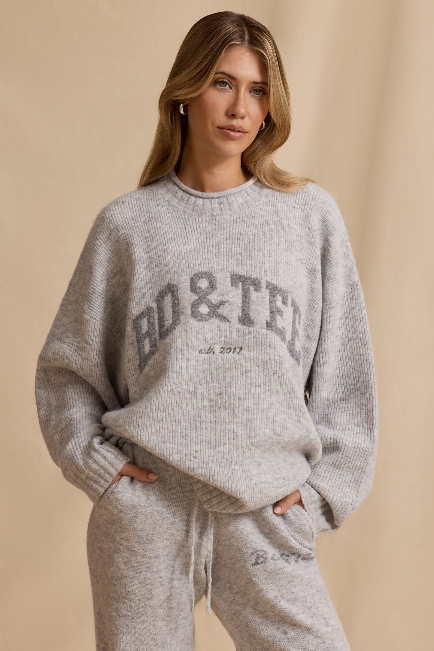 Oversized Knit Jumper in Ice Marl