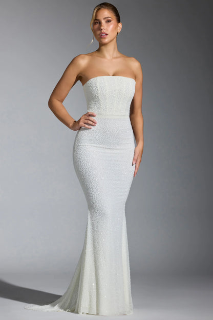 Embellished Corset Gown in White