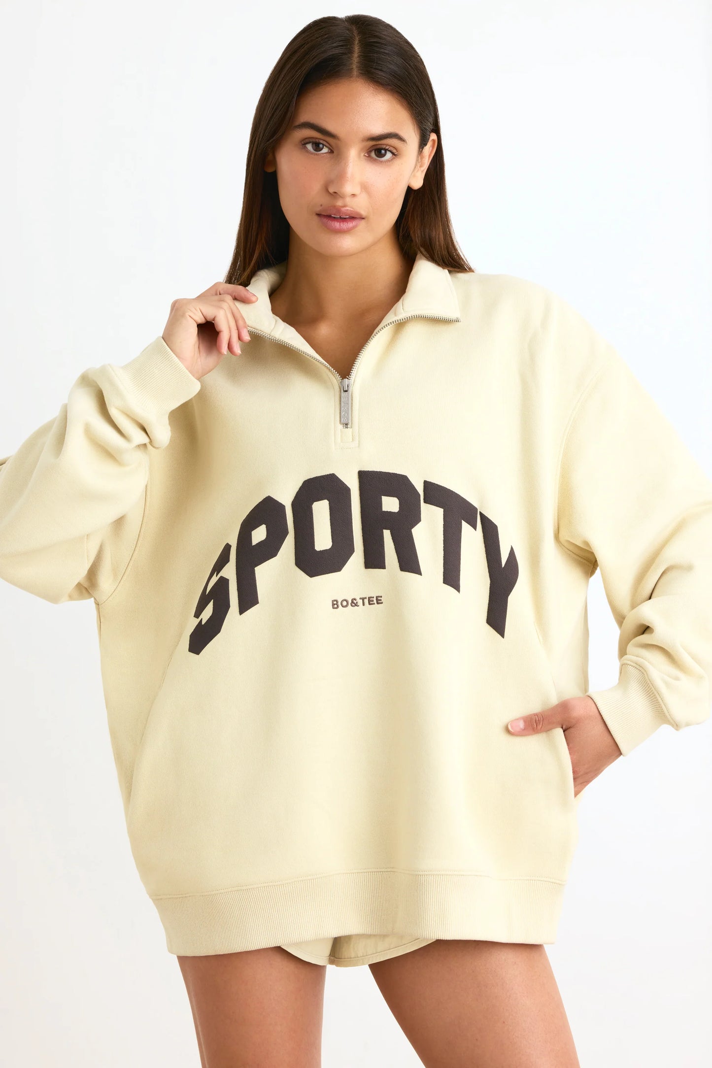 Quarter-Zip Sweatshirt in Bone