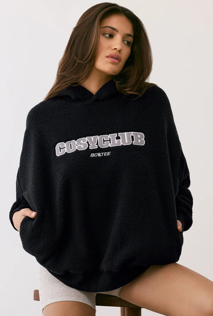 Oversized Fleece Hooded Sweatshirt in Onyx