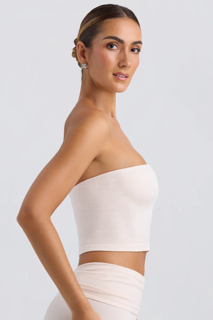 Bandeau Crop Top in Washed Cream