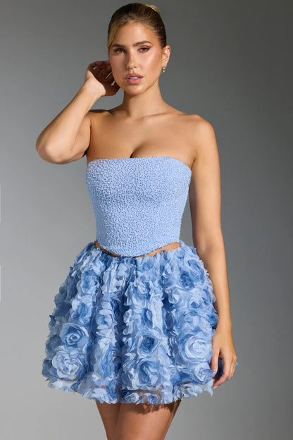 Embellished Corset Top in Blue