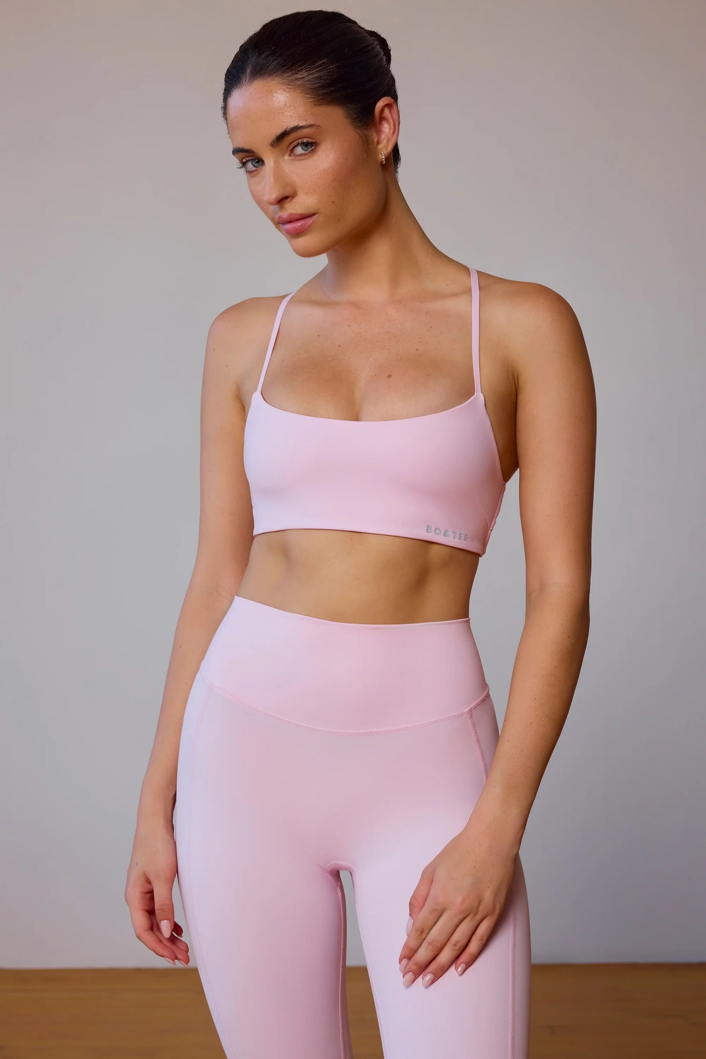 Cross-Back Sports Bra in Soft Pink