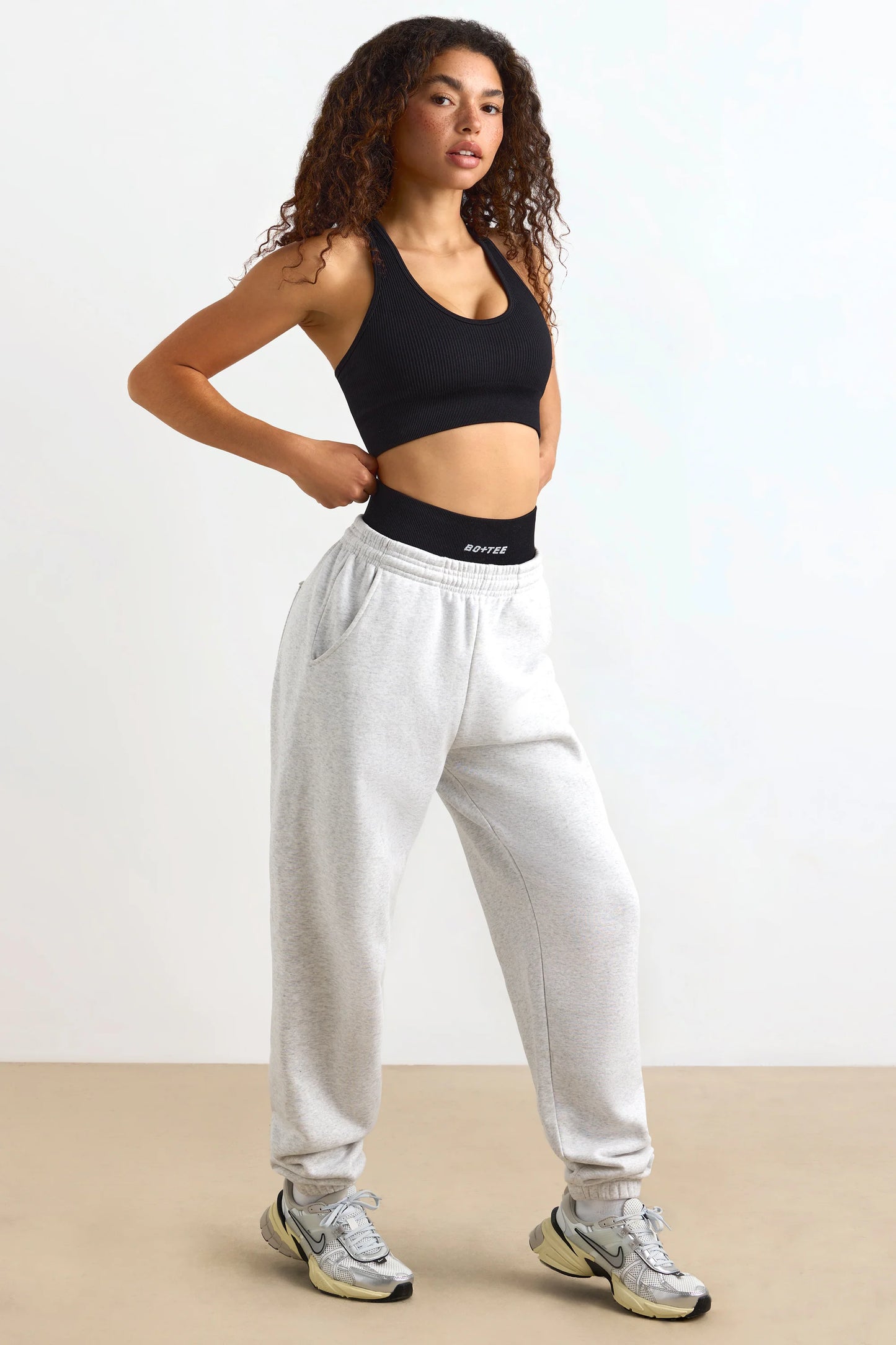 Petite Mid-Rise Joggers in Heather Grey