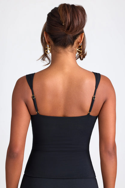 Modal Sweetheart-Neck Top in Black