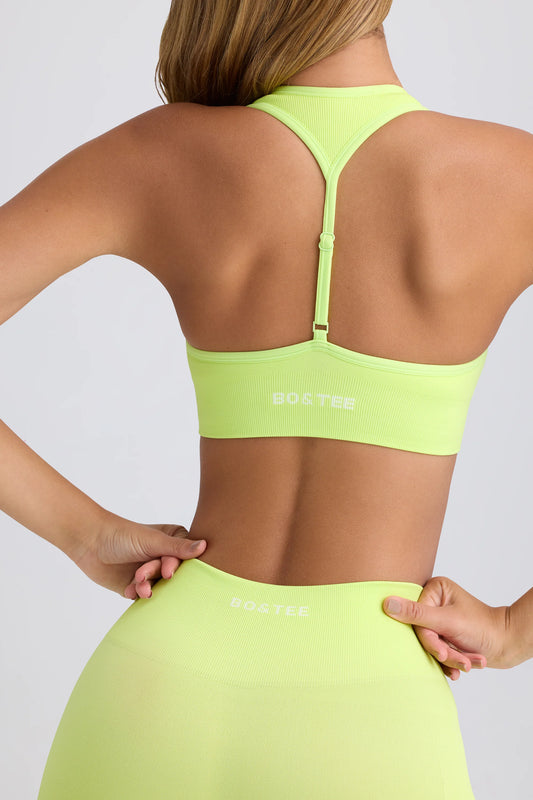 Super Sculpt Seamless T-Back Sports Bra in Key Lime