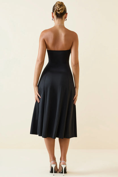 Bandeau Midaxi Dress in Black