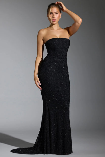 Embellished Corset Gown in Black