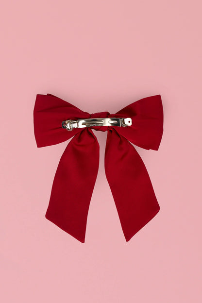 Bow Hair Clip in Ruby Red