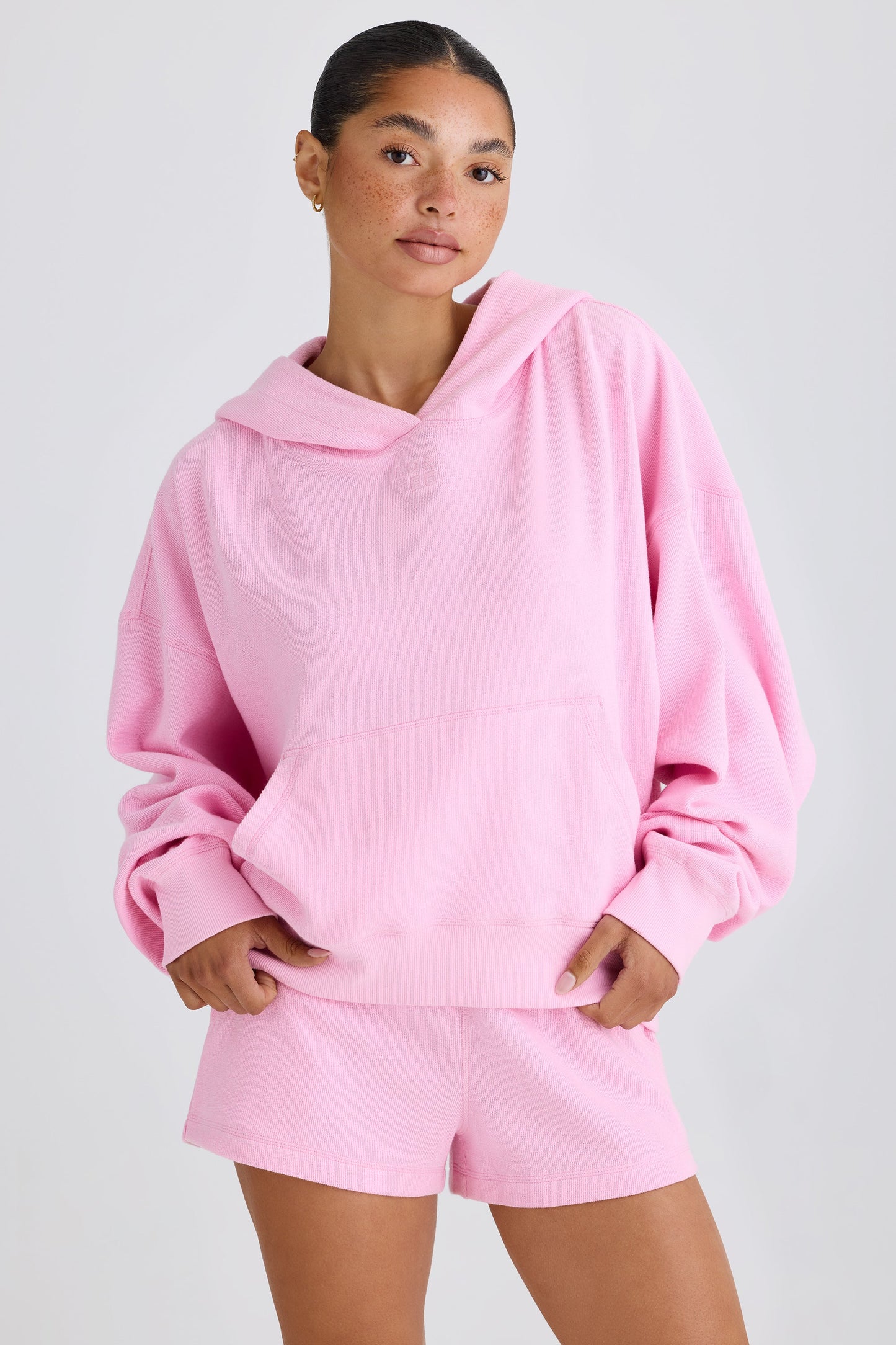 Graphic-Print Hoodie in Bubblegum Pink