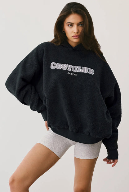 Oversized Fleece Hooded Sweatshirt in Onyx