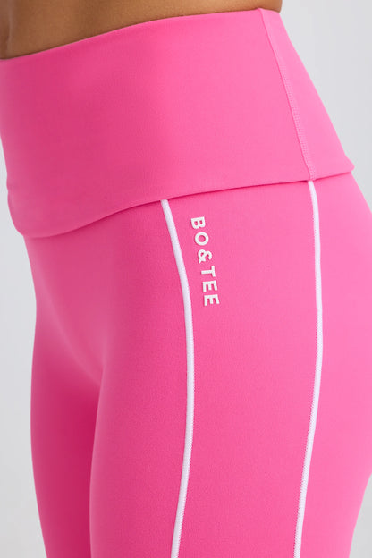 Soft Active Foldover Flared Trousers in Bubblegum Pink