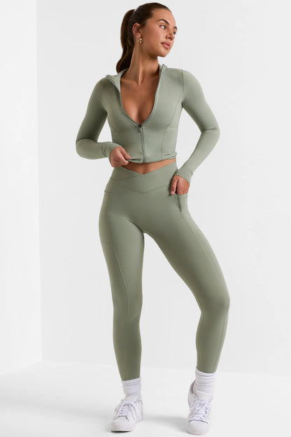 Full Length Leggings with Pockets in Bamboo Green