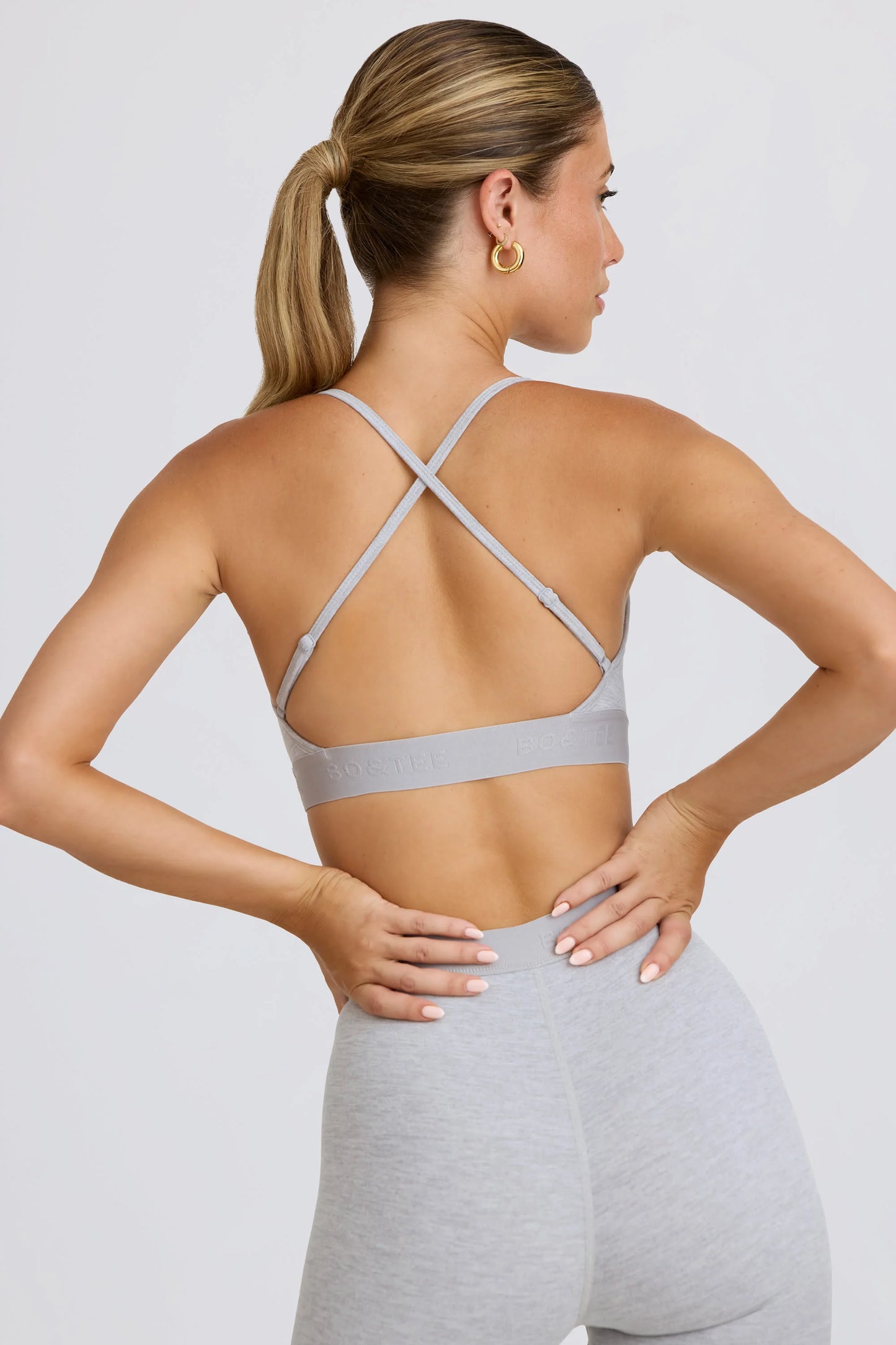 Soft Active Cross-Back Sports Bra in Grey Marl