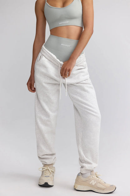 Petite Mid-Rise Joggers in Heather Grey