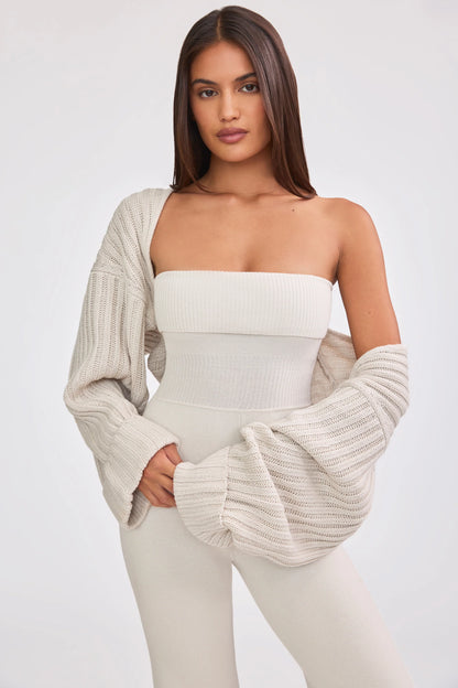 Oversized Chunky Knit Shrug in Cream