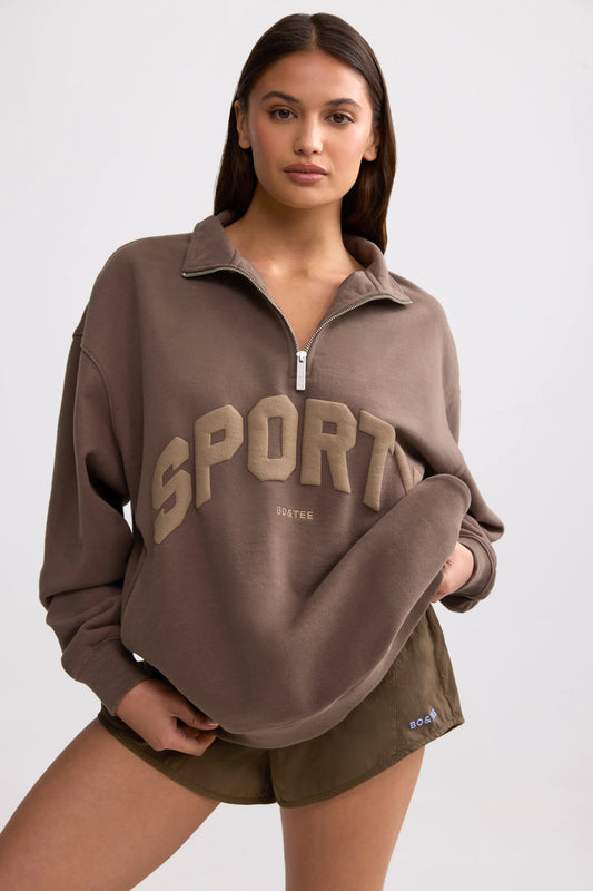 Quarter-Zip Sweatshirt in Espresso