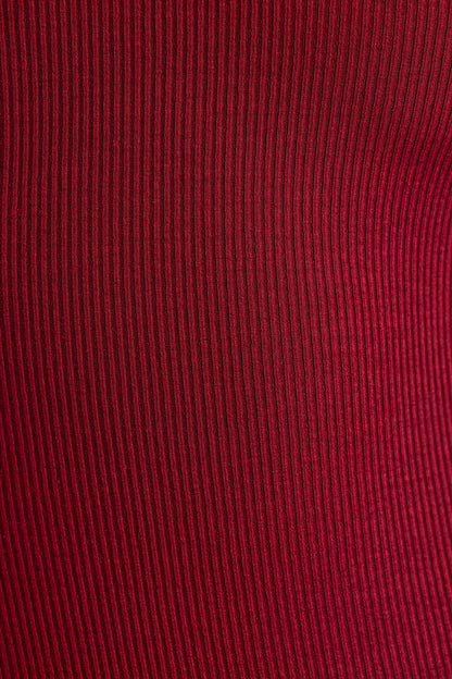 Ribbed Modal Long Sleeve Bodysuit in Maroon