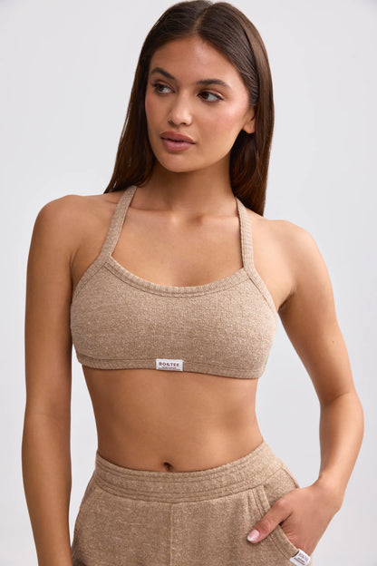 Terry Towelling Scoop-Neck Bralette in Mocha Brown