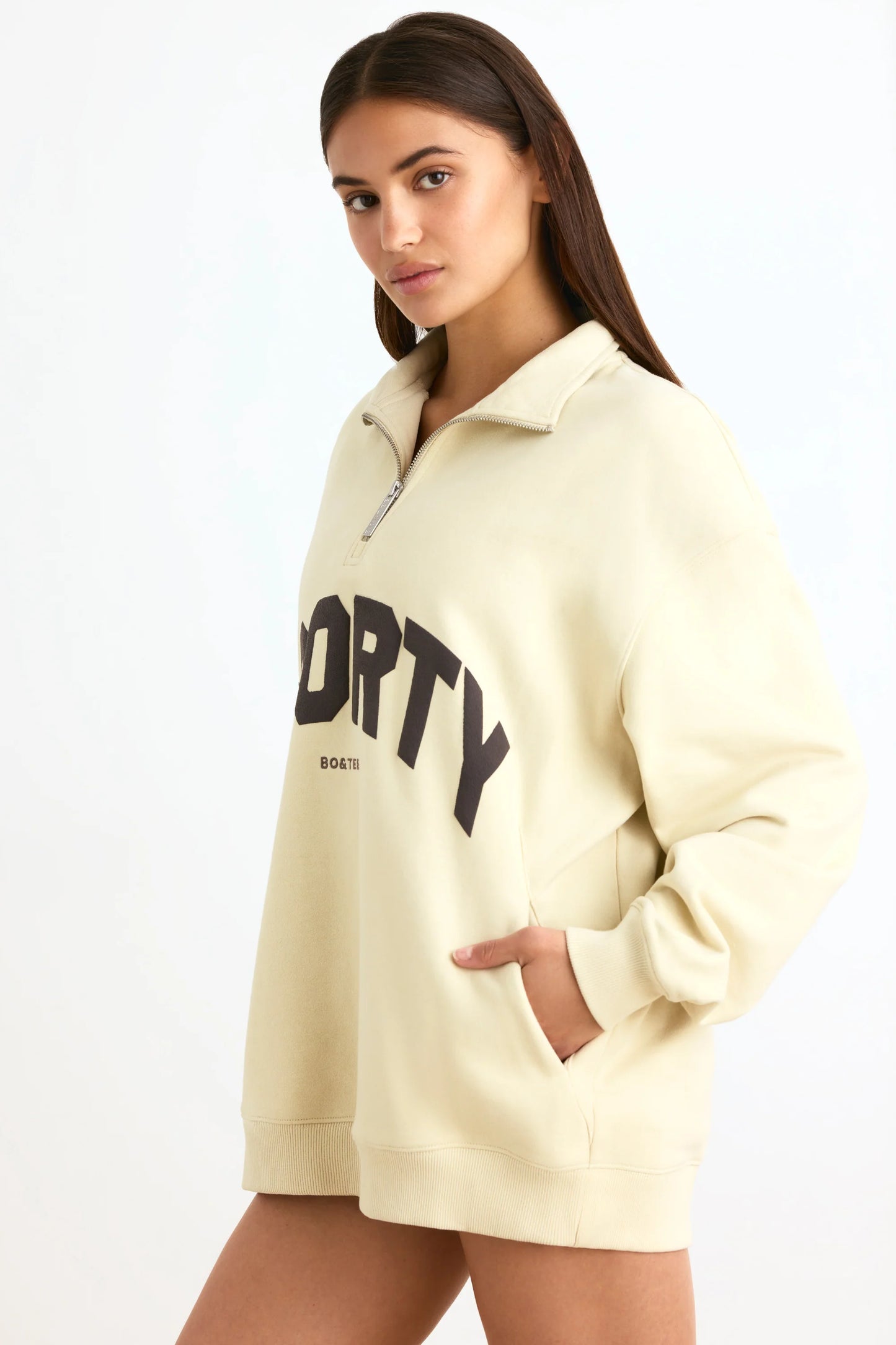 Quarter-Zip Sweatshirt in Bone