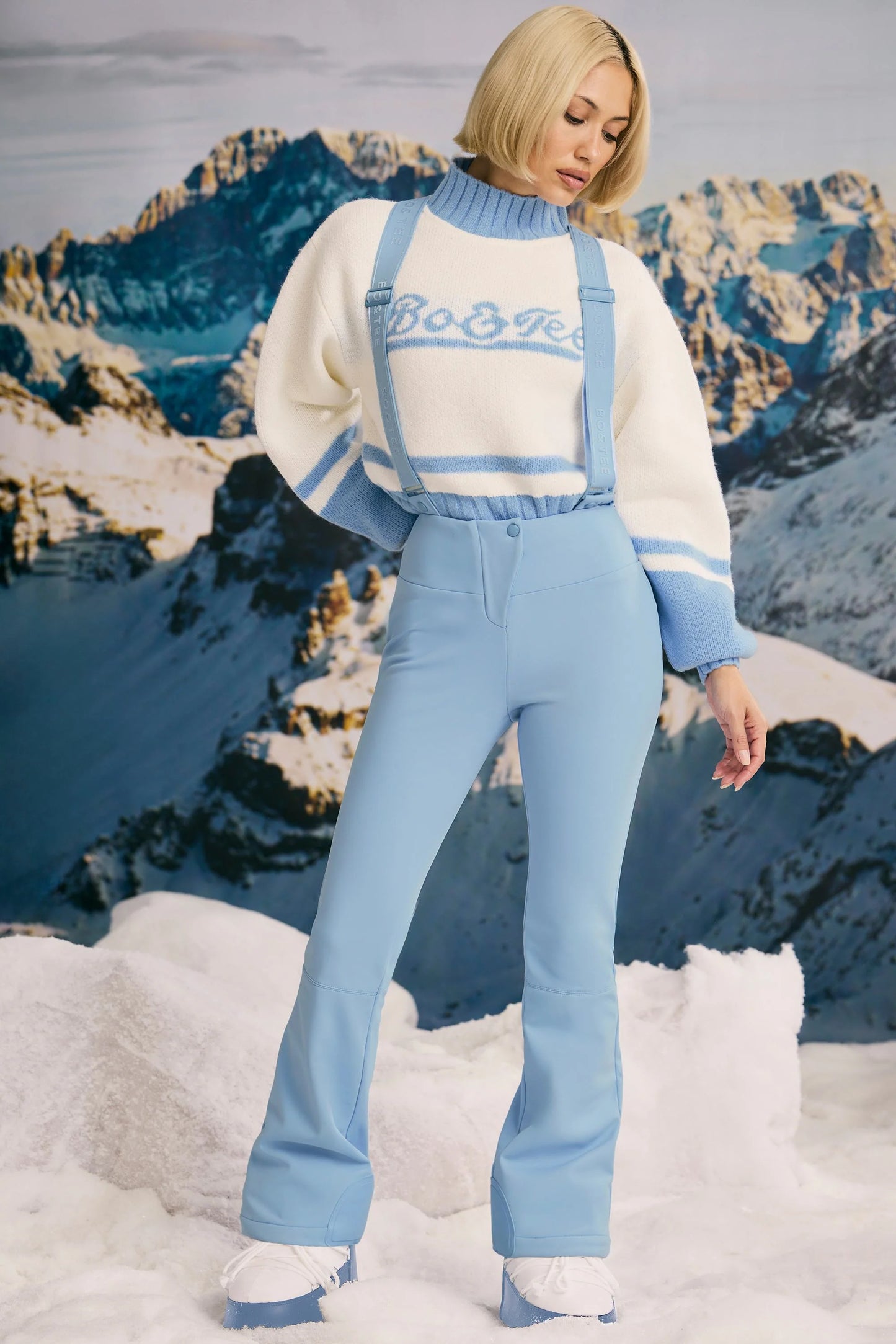 Fleece-Lined Ski Trousers in Ice Blue