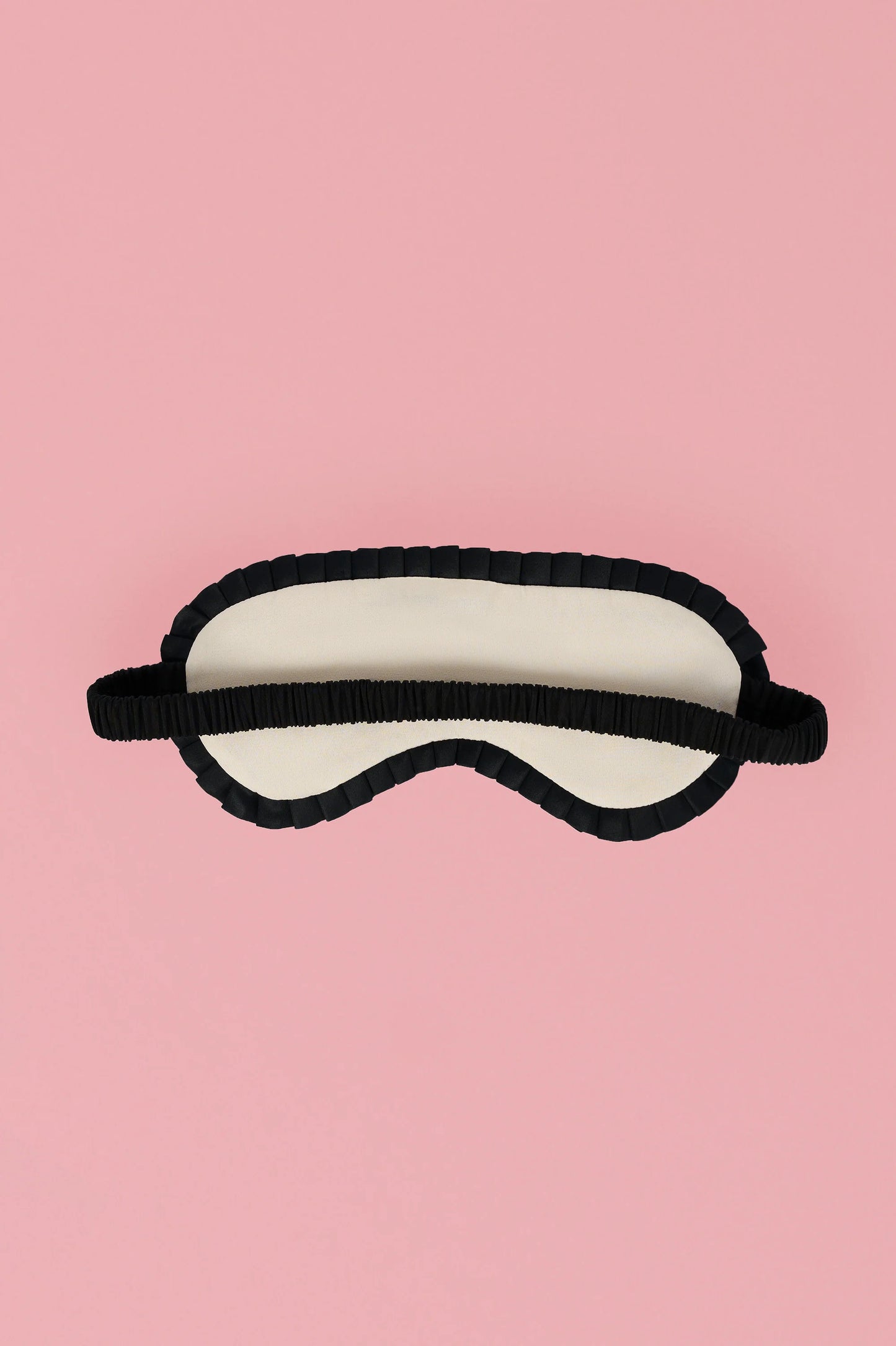 Ruffle-Trim Embroidered Eye Mask in Ivory