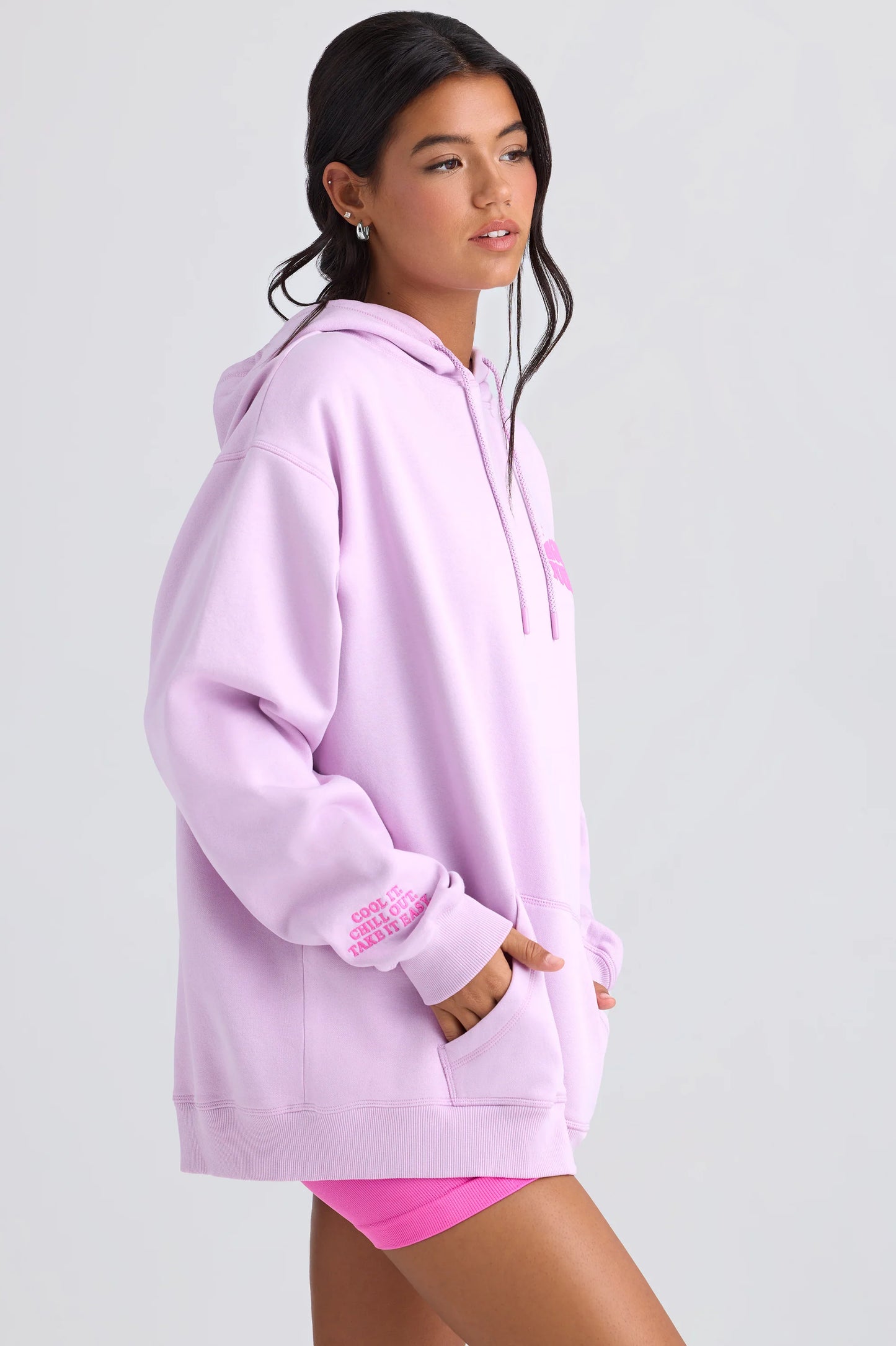 Oversized Hoodie in Violet Pink