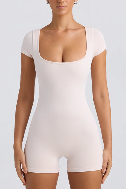 Scoop-Neck Unitard in Washed Cream