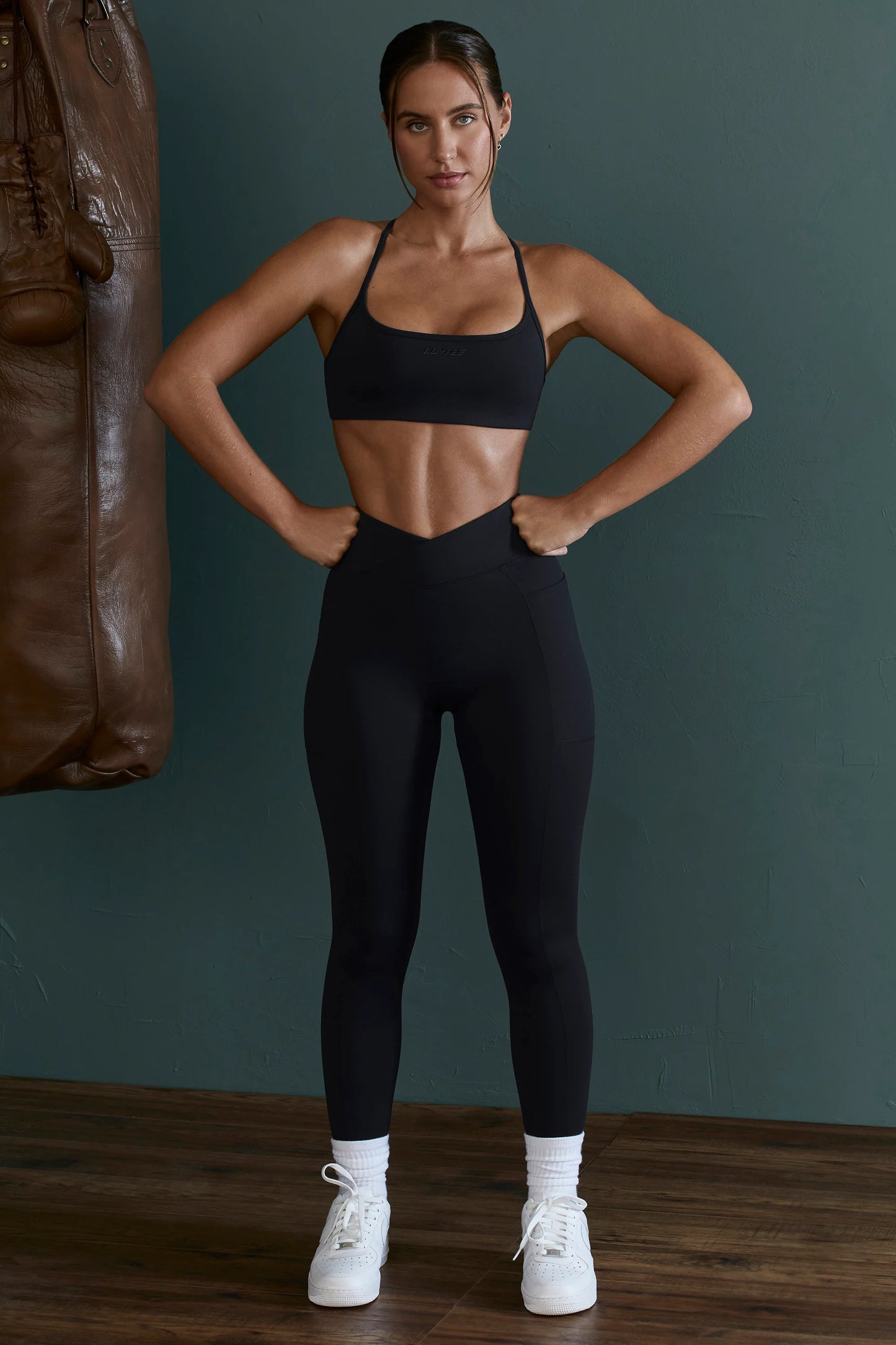 High Waist Wrap Over Leggings in Black